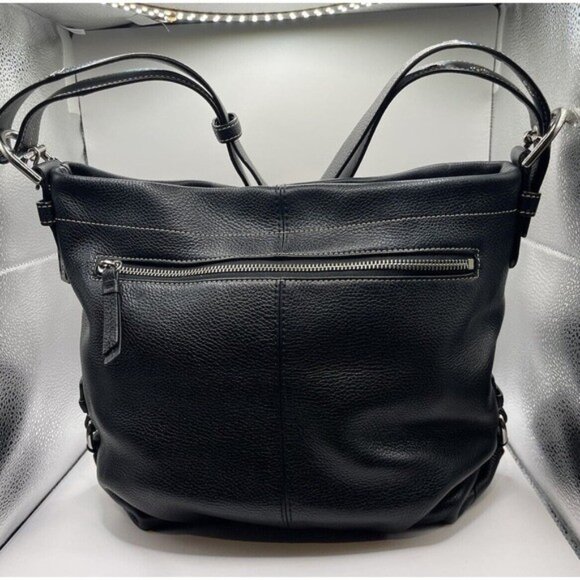 Coach 15064 Soho Black Pebbled Leather Convertible Crossbody Bag (Silver Buckle) - Picture 2 of 11